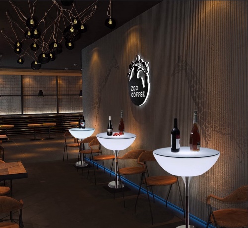 Стол светящийся квадратный на металическом основании 60х60х106